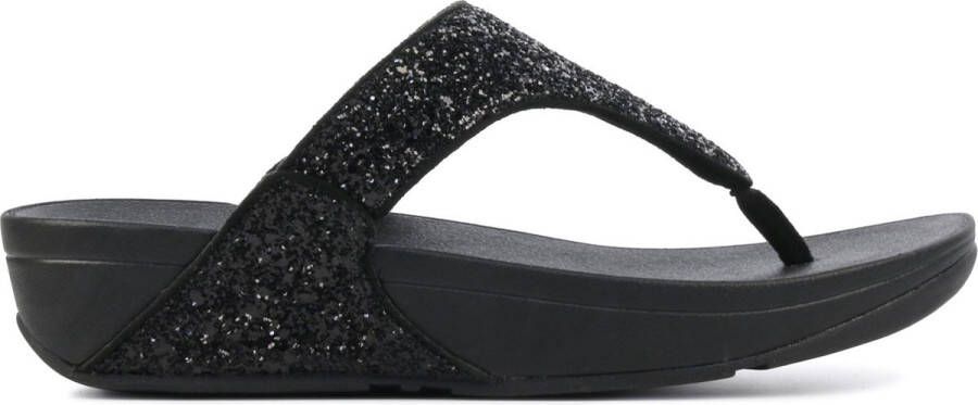 FITFLOP Slippers Dames Lulu Glitter Toe-post Maat: 37 Materiaal: Leer Kleur: Zwart - Foto 3