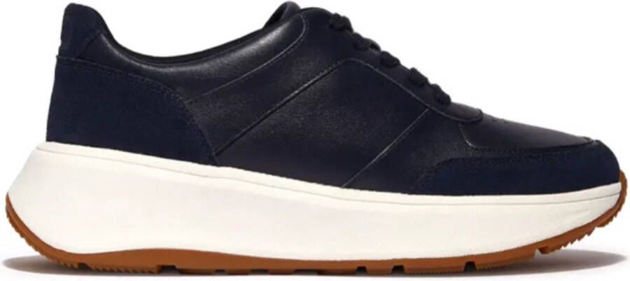 FitFlop F-Mode Leather Suede Flatform Sneakers BLAUW