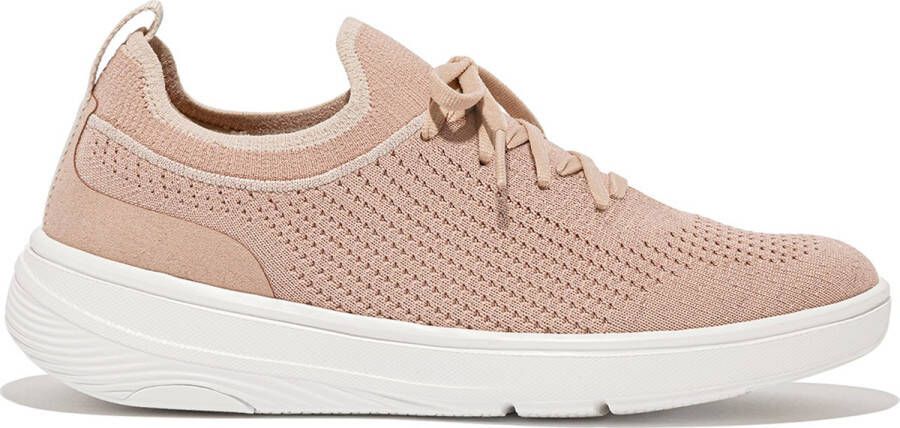 FitFlop Super-Q Knit Slip-On Laced Sneakers Vrouwen Beige Buff Rose Goud