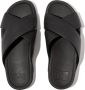 FitFlop Surfer Mens Tumbled-Leather Cross Slides ZWART - Thumbnail 1