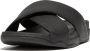 FitFlop Surfer Mens Tumbled-Leather Cross Slides ZWART - Thumbnail 1
