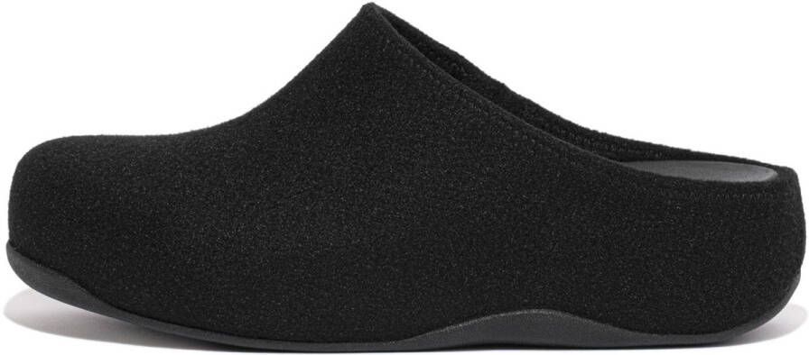 FitFlop ™ Vrouwen Harde zool Pantoffels dichte Sloffen Shuz Vilt Zwart