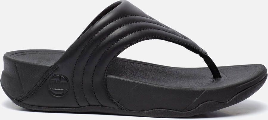 FitFlop Dames schoenen Walkstar Toe Post Wide Fit Leather All Black