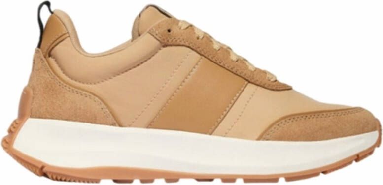 FitFlop Women F-Mode Flow Sneaker Nylon Suede Mix Camel Mix