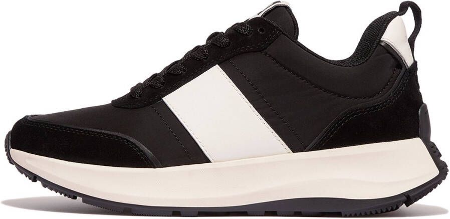 FitFlop Women F-Mode Flow Suede Mix Flatform Sneakers Black