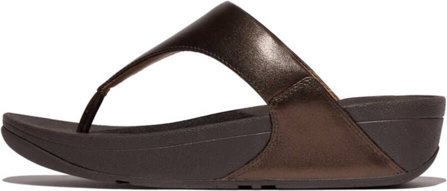 FitFlop Women Lulu Leather Toepost Metallic Chocolate Brown