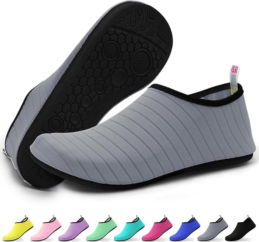Fitnessschoenen Strandschoenen Lichtgewicht Unisex Instapmodel Antislip Sneldrogend Geschikt voor strand zwem vakantie en loungewear Binnenlengte Grijs