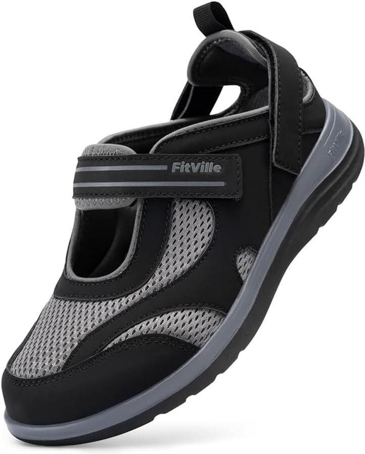 Fitville Dames Sandalen met Klittenband Extra Breed & Comfortabel