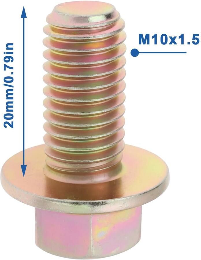 Flensbout Set 2 Stuks M10x1.5x20mm Zeshoekige Flensbouten Bevestiging Trillingsbestendig Compatibel met Polaris Onderdeel 7518700 Bevestigingsbout