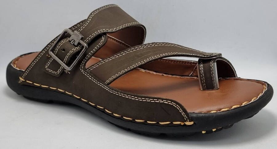 Hitman Schoenen FLICK Heren Slippers Heren Teenslippers Echt Leer Bruin