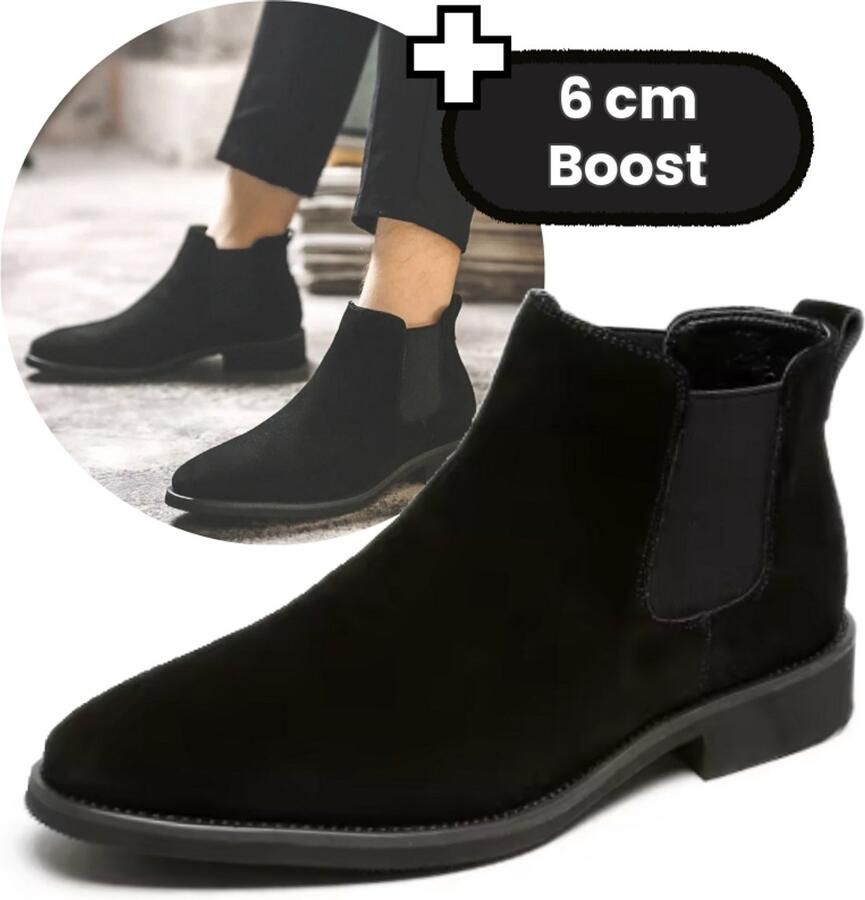 Flipflop Club Verhogende Chelsea Boots Heren Schoenen Lengteboost Nette Liftschoenen Onzichtbare Verhoging Zwart