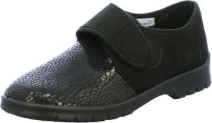 Florett Varomed Strasbourg Zwart Luxe dames comfortschoenen met klittenband sluiting en stretch voorblad wijdte H
