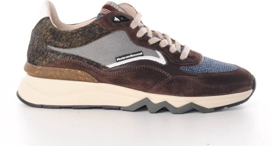 Floris van Bommel De Zager herensneaker bruin blauw suède
