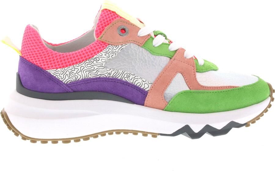 Floris van Bommel Curvi 01.25 chunky leren sneakers paars groen roze - Foto 2