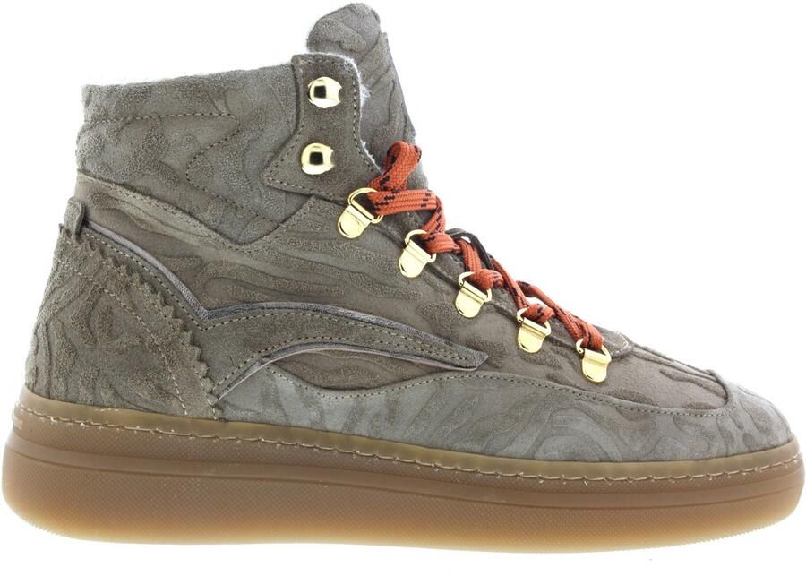 Floris van Bommel 02.01 suède veterboots met dierenprint taupe - Foto 4