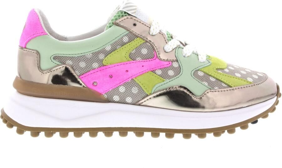 Floris van Bommel Noppi 46.08 leren sneakers taupe groen roze - Foto 4