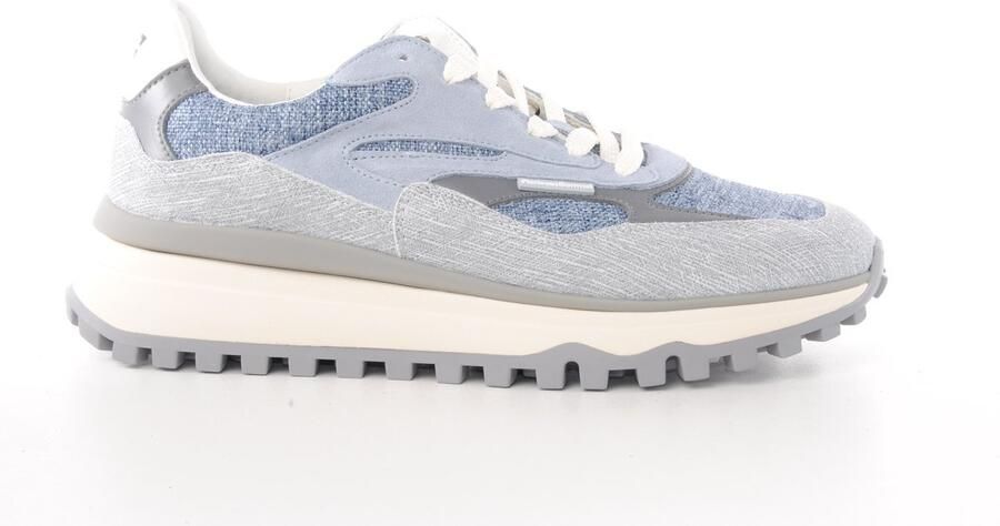 Floris van Bommel heren sneaker De Gripper leder en textiel lblauw