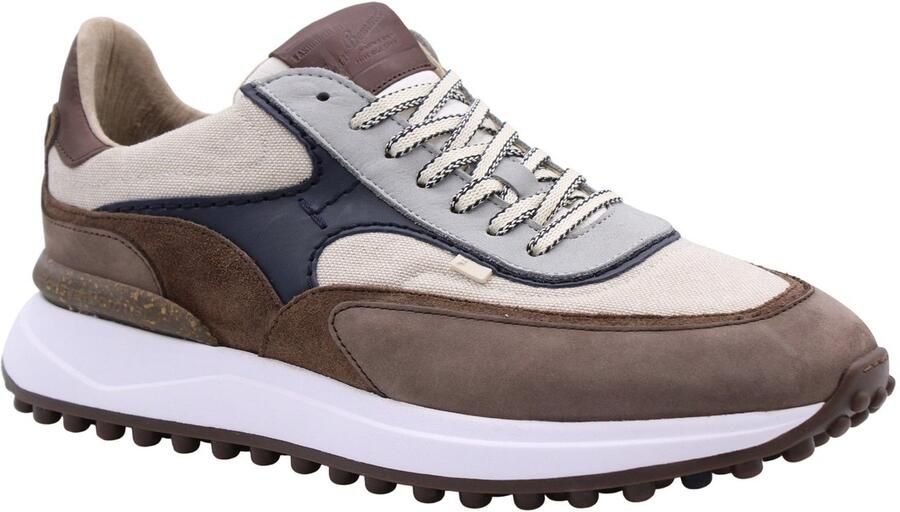 FLORIS VAN BOMMEL Lage Sneakers Heren Sfm-10207 Noppi Textiel Bruin - Foto 8