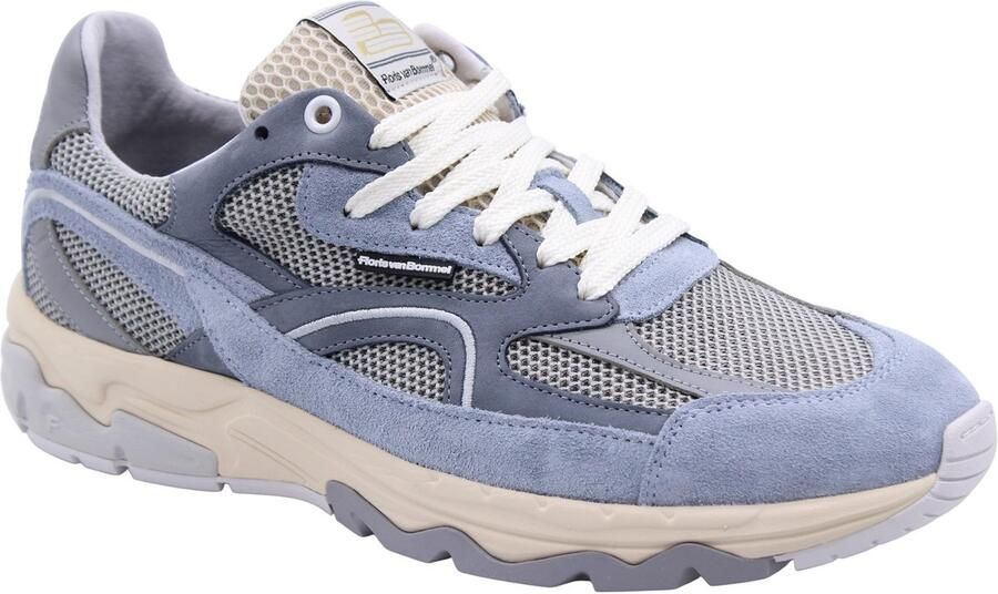 Floris van Bommel heren sneaker De Rezer suède en mesh lichtblauw - Foto 2