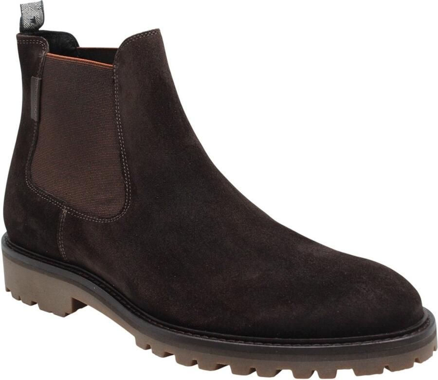 Floris van Bommel Sturdi suède chelsea boots met profielzool donkerbruin - Foto 6