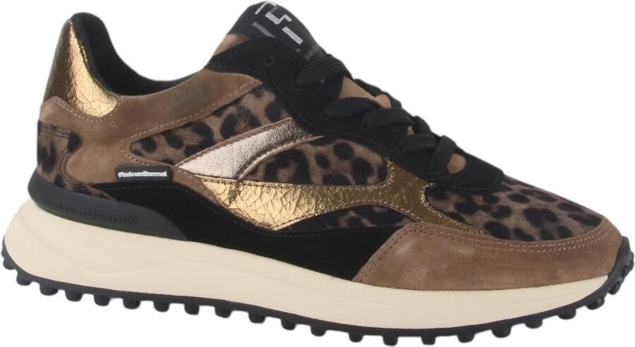 FLORIS VAN BOMMEL Lage Sneakers Dames Sfw-10085 Noppi Ponyhair Bruin