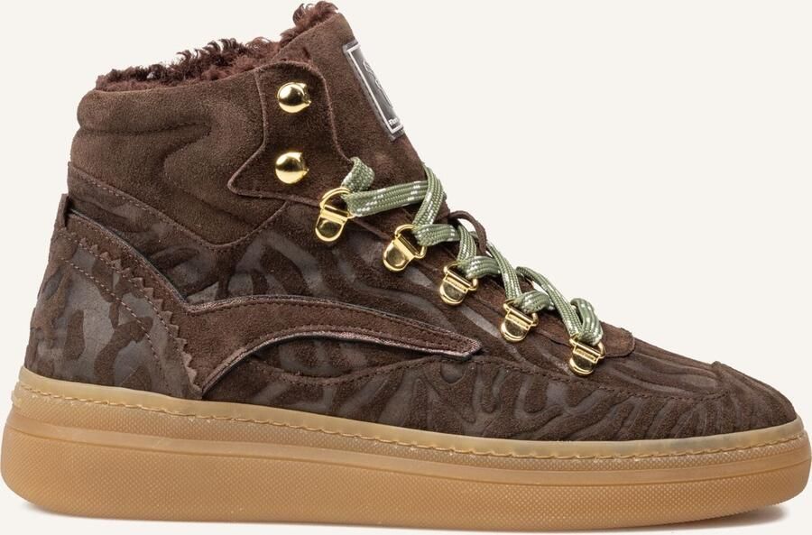 FLORIS VAN BOMMEL Hoge Sneakers Dames Sfw-10175 Fygi Maat: 39 Materiaal: Suède Kleur: Bruin