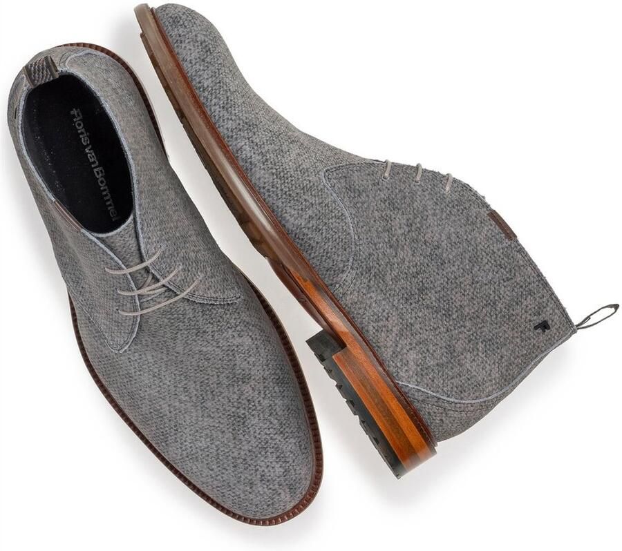Floris van Bommel Casual Grijs Suède Print Laarzen