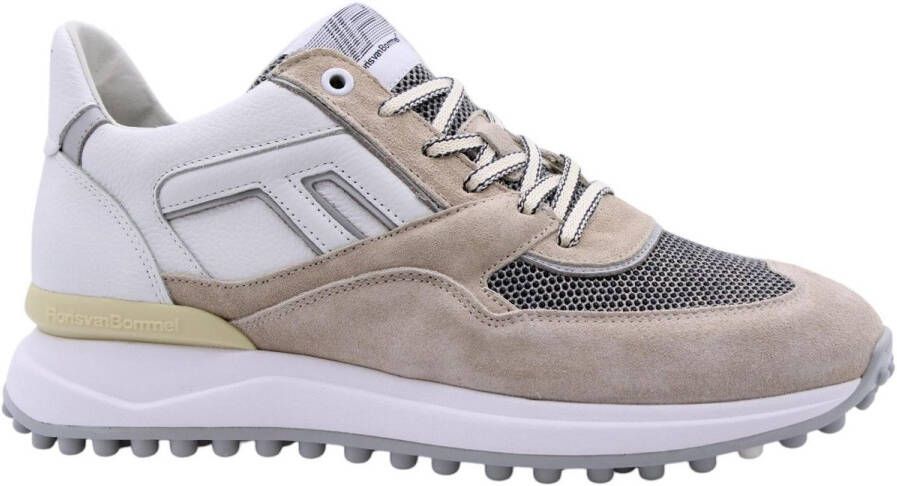 Floris van Bommel heren sneaker Noppi II beige suède en wit leder