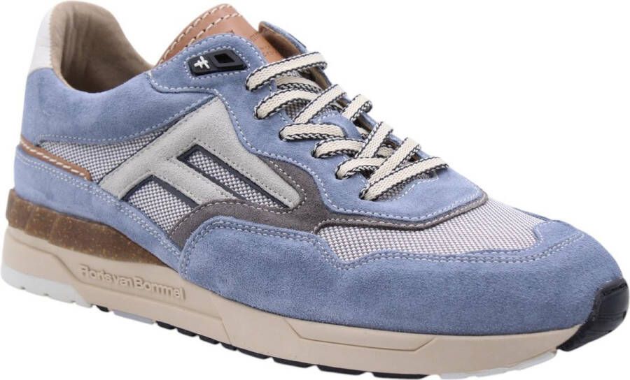 FLORIS VAN BOMMEL Lage Sneakers Heren Sfm-10153 De Runner Maat: 43⅓ Materiaal: Leer Kleur: Blauw