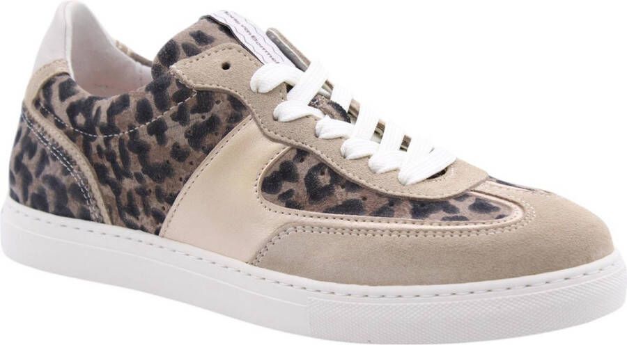 Floris van Bommel Minni 04.02 suède sneakers met panterprint taupe - Foto 3