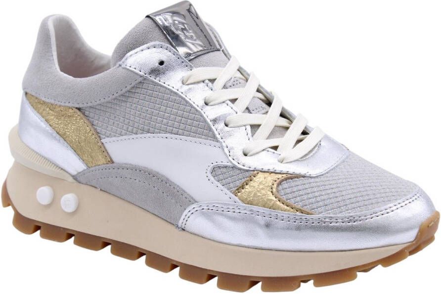 FLORIS VAN BOMMEL Lage Sneakers Dames Sfw-10101 Maat: 40 Materiaal: Leer Kleur: Zilverkleurig - Foto 5