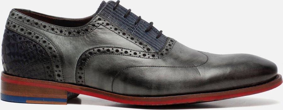 Floris van Bommel Veterschoenen Grijs Leer 310336 Heren
