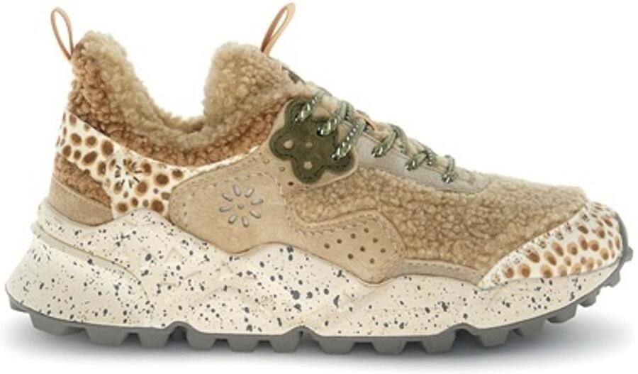 Flower mountain dames sneakers beige teddy suède