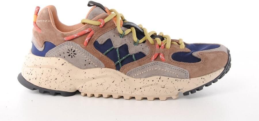 Flower mountain sneaker Yamabushi suède en textiel bruin grijs blauw