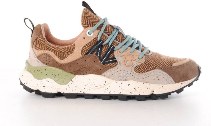Flower mountain heren sneakers Yamano M suède en textiel bruin en beige