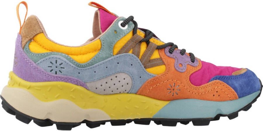Flower Mountain Multicolor Suède Nylon Sneakers Oranje Zwart Framboos