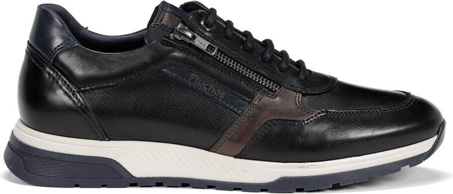 Fluchos Heren Casual Zwarte Leren Schoenen Black