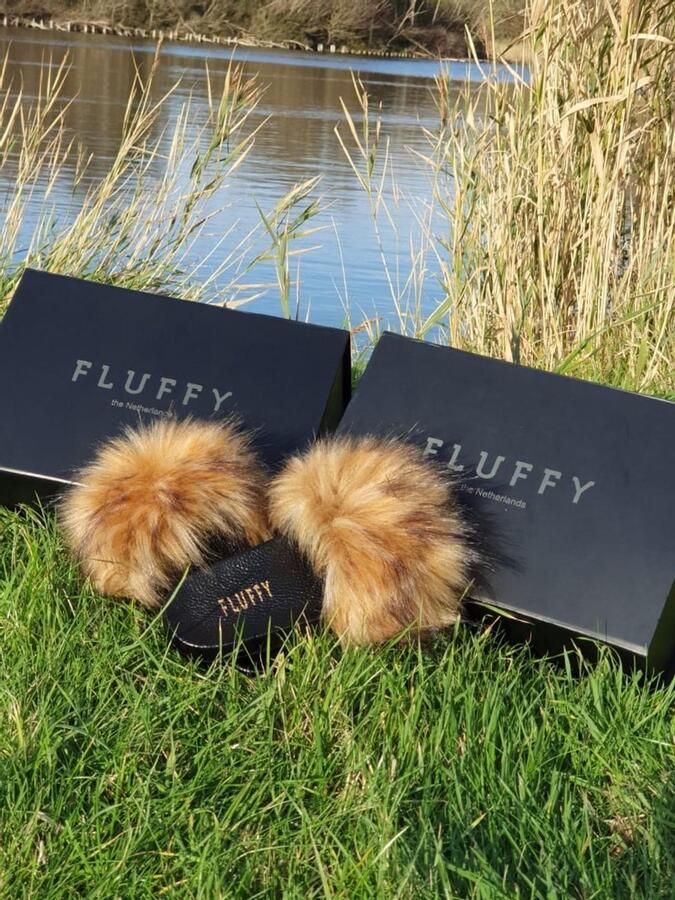 Fluffy 's Slippers Bruin Voor en Kinderen met Imitatiebont