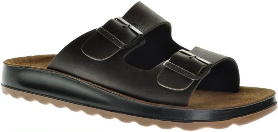 Fly FLOT Donkerbruine Herenslipper Met Gesp En Zacht Voetbed