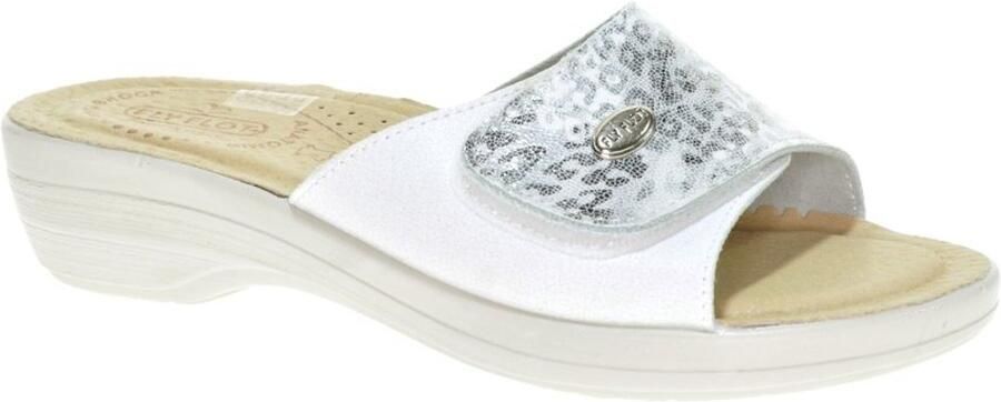 Fly FLOT Witte 1band Slipper Met Slangenprintvelcro Flyflot