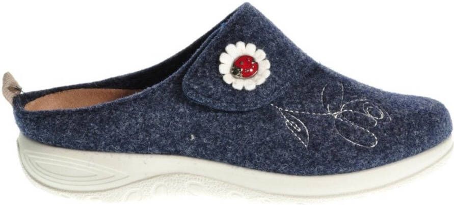 Fly FLOT Pantoffels Vilt Blauw Steunzolen