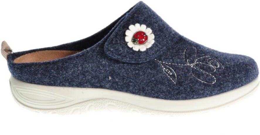 Fly FLOT Pantoffels Vilt Blauw Steunzolen
