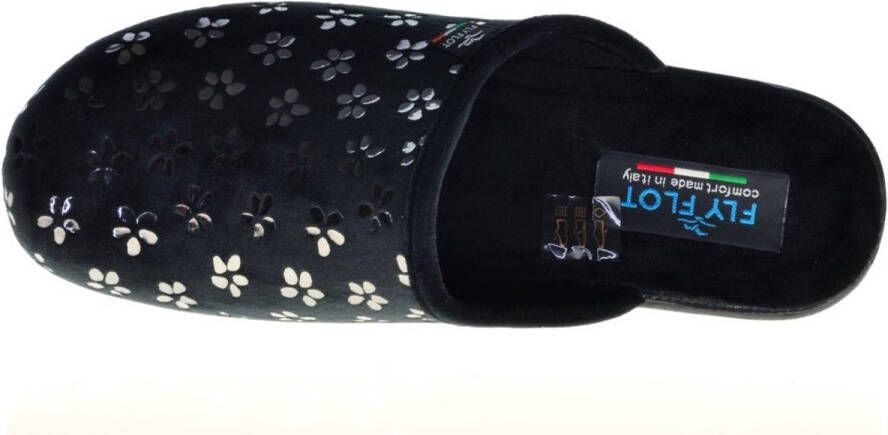 Fly FLOT Pantoffels Zwart Bloem