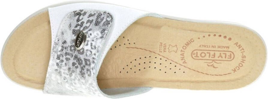 Fly FLOT Witte 1band Slipper Met Slangenprintvelcro Flyflot