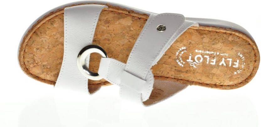 Fly FLOT Witte Dames Slipper Leder Kurken Voetbed