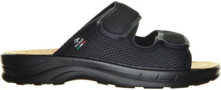 Fly FLOT Zwarte Stoffen Slipper Met Velcro
