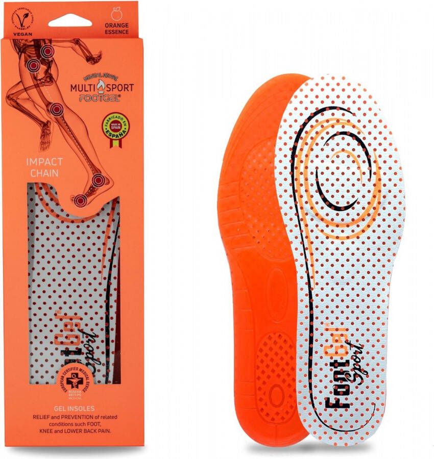 Footgel inlegzolen MultiSport Sinaasappel geur Oranje
