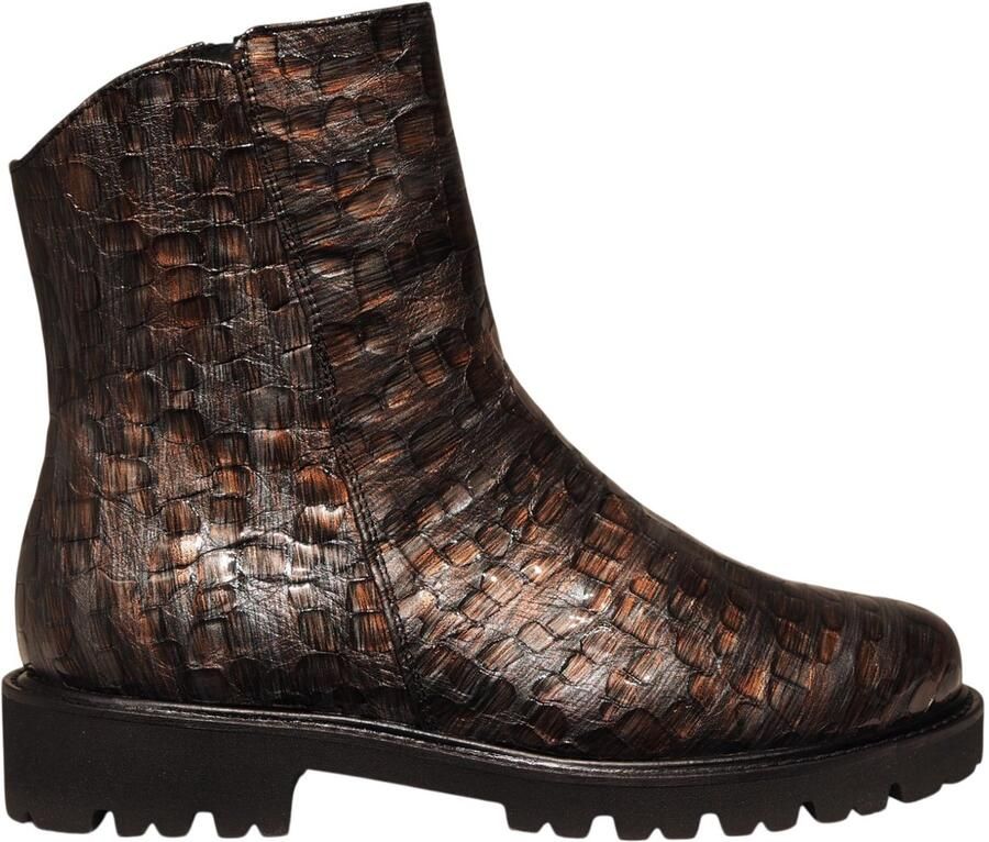 Footnotes bruine leren enkellaarzen met croco print
