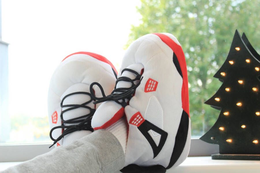 Footzy nederland J4 White Crimson Sneaker sloffen nike stijl One size fits all Pantoffels jordan