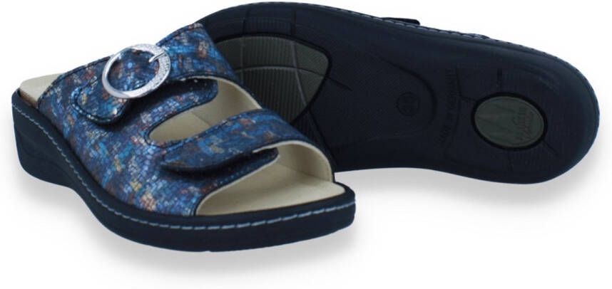 FRANKEN SCHUHE Dames Slipper Ortho Blue Multi MULTICOLOR